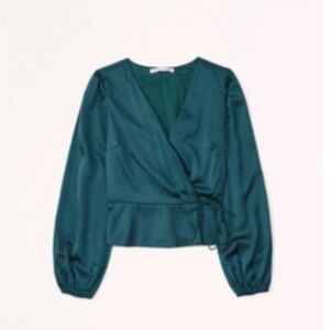 Abercrombie & Fitch Long Sleeve Satin Wrap Top NWT Never worn